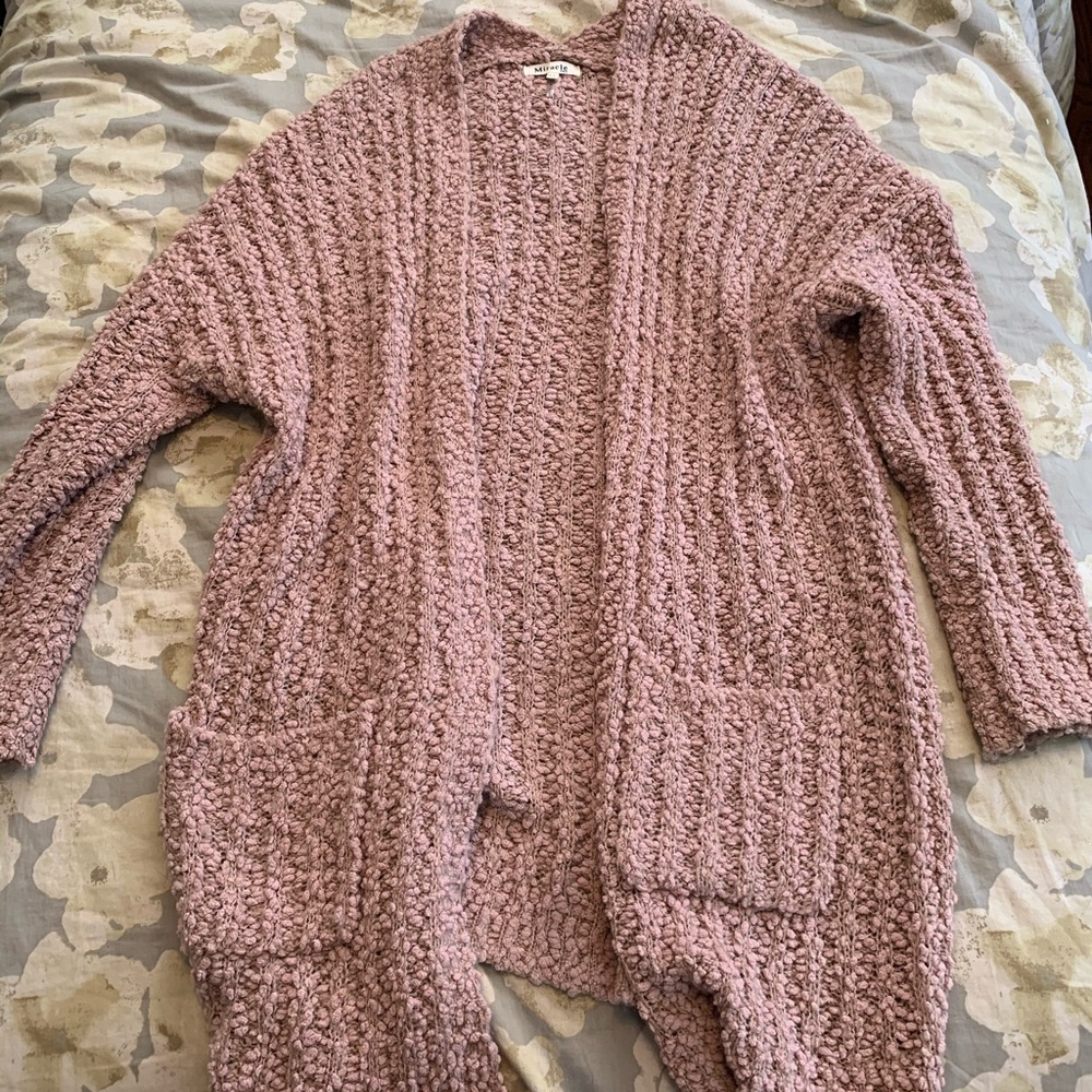 Pink comfy sweater jacket
